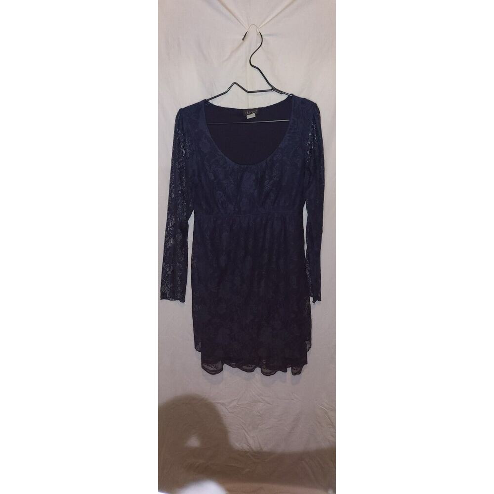 Venus Navy Blue Lace Long Sleeve Mini Dress Size Small